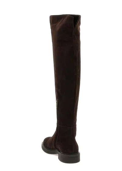 Gianvito Rossi Woman Knee Boots Dark Brown Size 11 Soft Leather In Black