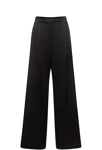 Max Mara Fiesta Silk Satin Slit Wide Pants In Black