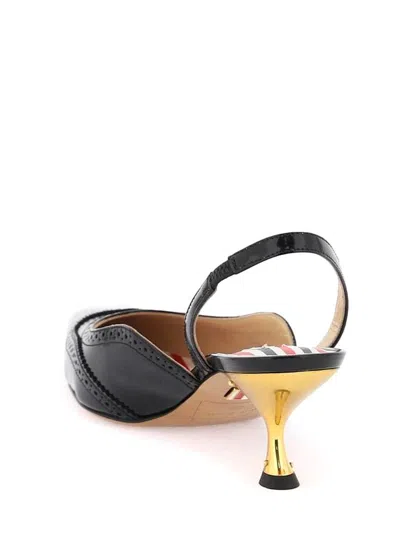 Thom Browne Patent-leather Point-toe Slingback Pumps In Black