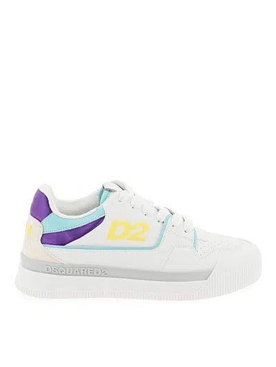 Dsquared2 Smooth Leather New Jersey Sneakers In White
