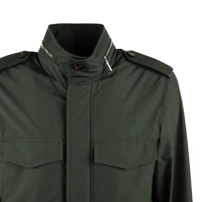 Moorer Denver Jacket With Buttoned Cuffs And Epaulettes In Green