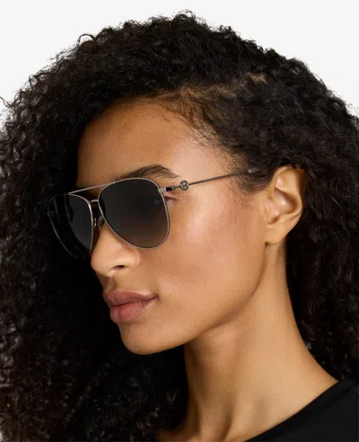 Kenneth Cole Pilot Titanium Aviator Sunglasses In Nickeltin
