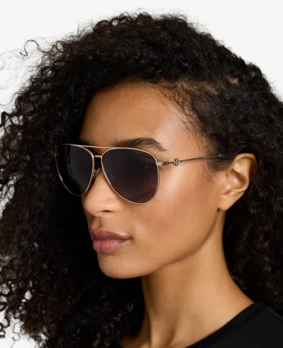 Kenneth Cole Pilot Titanium Aviator Sunglasses In Gold