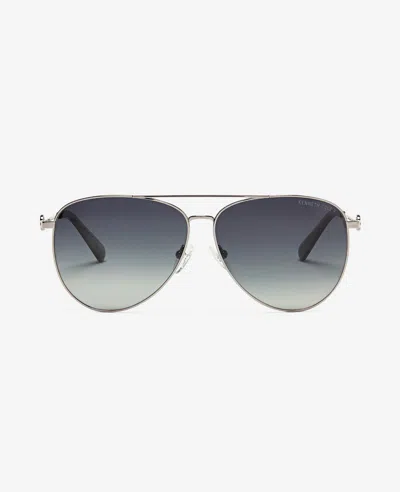 Kenneth Cole Pilot Titanium Aviator Sunglasses In Nickeltin