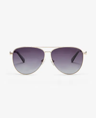 Kenneth Cole Pilot Titanium Aviator Sunglasses In Gold