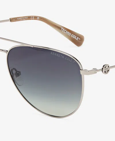 Kenneth Cole Pilot Titanium Aviator Sunglasses In Nickeltin
