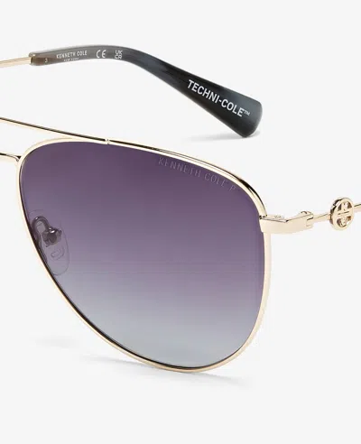 Kenneth Cole Pilot Titanium Aviator Sunglasses In Gold