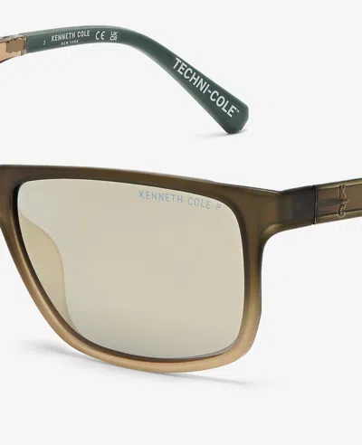Kenneth Cole Rectangular Ultem Sunglasses In Green