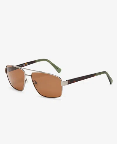 Kenneth Cole Square Metal Navigator Sunglasses In Nickeltin