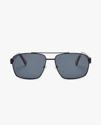 Kenneth Cole Square Metal Navigator Sunglasses In Black