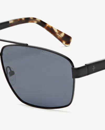 Kenneth Cole Square Metal Navigator Sunglasses In Black