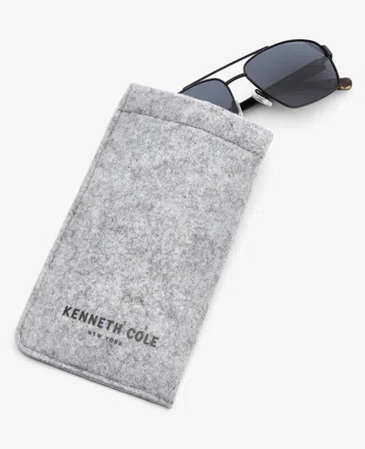 Kenneth Cole Square Metal Navigator Sunglasses In Black