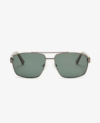 Kenneth Cole Square Metal Navigator Sunglasses In Gunmetal