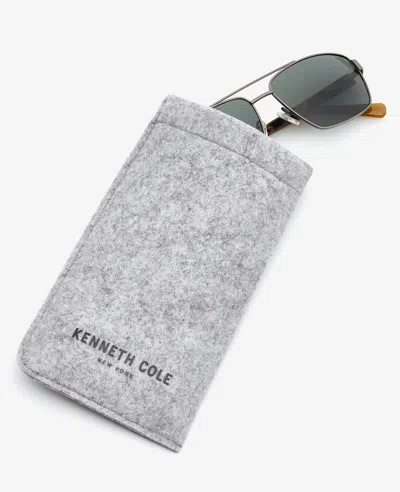Kenneth Cole Square Metal Navigator Sunglasses In Gunmetal