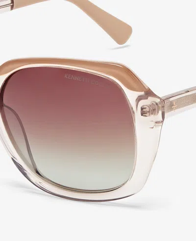 Kenneth Cole Round Acetate Sunglasses In Pink