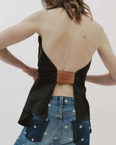 A.w.a.k.e. A. W.a. K.e. Mode Deconstructed Halter Shirt In Black