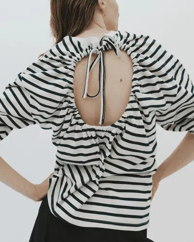 A.w.a.k.e. A. W.a. K.e. Mode Long Sleeve Knotted Jersey Top Stripe In White