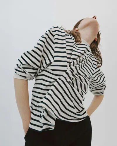 A.w.a.k.e. A. W.a. K.e. Mode Long Sleeve Knotted Jersey Top Stripe In White