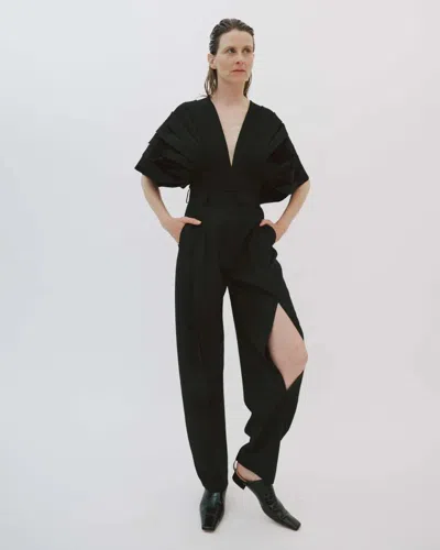 A.w.a.k.e. Pants With Vertical Slit Knees In Black