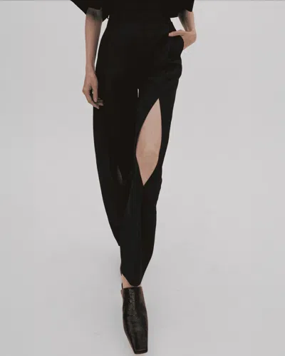 A.w.a.k.e. Pants With Vertical Slit Knees In Black