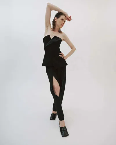A.w.a.k.e. Pants With Vertical Slit Knees In Black