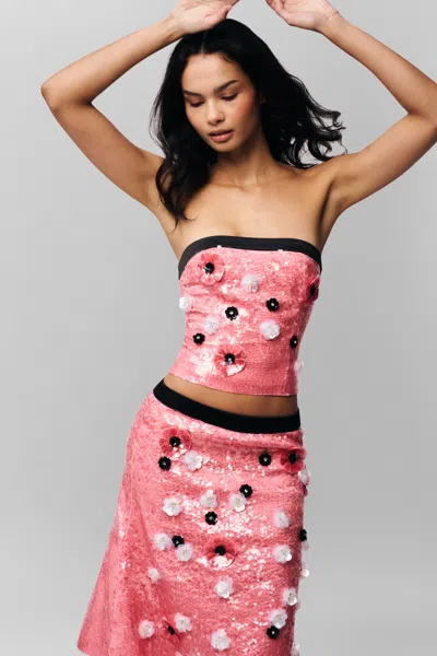 Danielle Guizio Ny Ambroise Sequin Tube Top In Ballet Slipper
