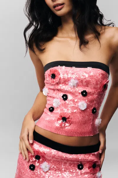 Danielle Guizio Ny Ambroise Sequin Tube Top In Ballet Slipper