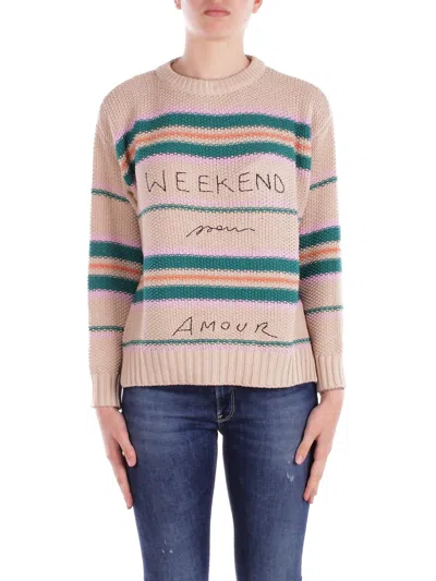 Weekend Max Mara Stripe Detailed Crewneck Jumper In Multicolour Multicolor