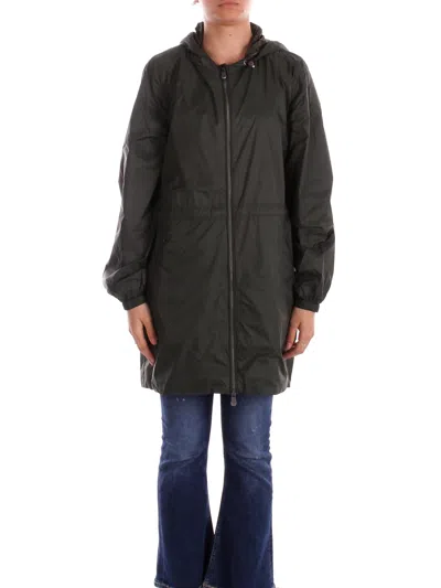 Save The Duck Zipped Logo-patch Coat In Verde Verde