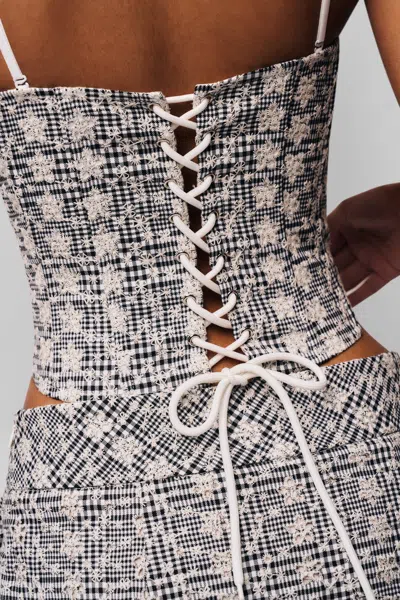 Danielle Guizio Ny Floriane Gingham Skort In Black/white