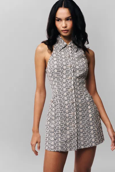 Danielle Guizio Ny Isla Gingham Dress In Black/white