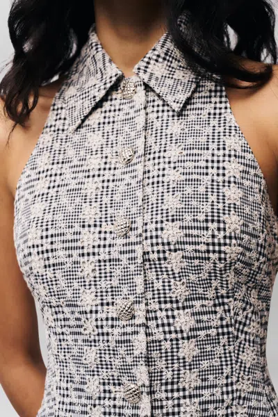 Danielle Guizio Ny Isla Gingham Dress In Black/white