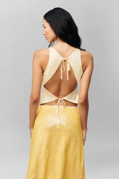 Danielle Guizio Ny Regine Cowl Neck Top In Honey Butter