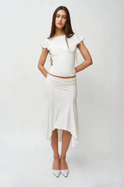Danielle Guizio Ny Soffiano Skirt In Ivory
