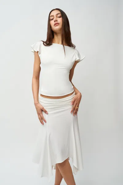 Danielle Guizio Ny Soffiano Skirt In Ivory