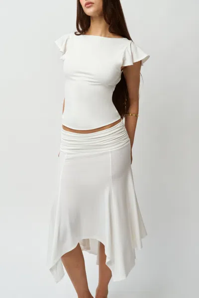 Danielle Guizio Ny Soffiano Skirt In Ivory