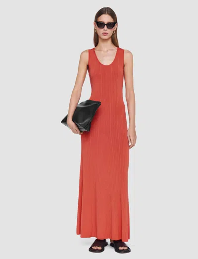 Joseph Cutout Racerback Viscose Rib Maxi Dress In Orange