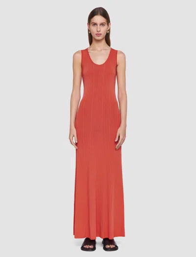 Joseph Cutout Racerback Viscose Rib Maxi Dress In Orange