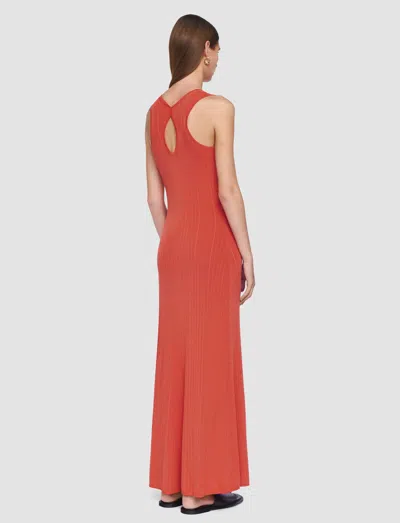 Joseph Cutout Racerback Viscose Rib Maxi Dress In Orange