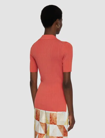 Joseph Womens Sundown Ribbed V-neck Knitted Polo Top Xs In Pink