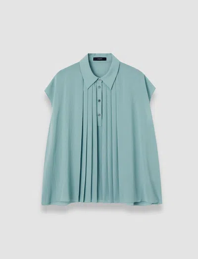 Joseph Antin Oversized Airy Pleated Blouse In Blue
