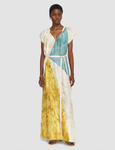 Joseph Tulipa Marble-print Habotai Silk Maxi Dress In Multicolour