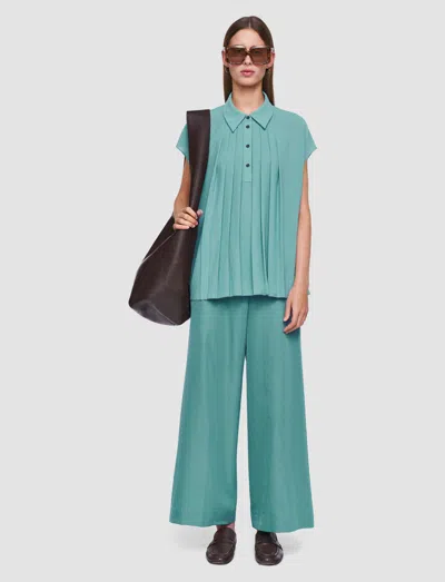 Joseph Antin Oversized Airy Pleated Blouse In Blue