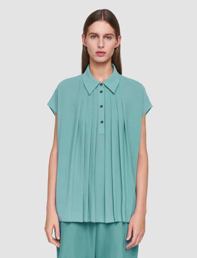 Joseph Antin Oversized Airy Pleated Blouse In Blue
