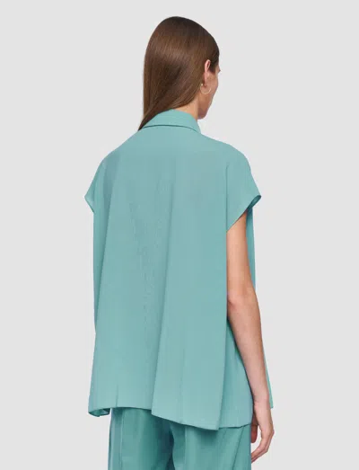 Joseph Antin Oversized Airy Pleated Blouse In Blue