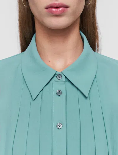 Joseph Antin Oversized Airy Pleated Blouse In Blue