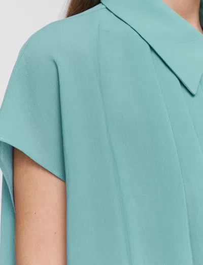 Joseph Antin Oversized Airy Pleated Blouse In Blue