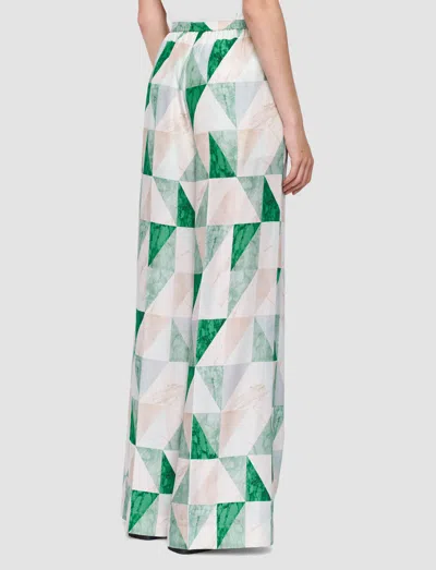 Joseph Womens Lagoon Combo Thoresby Marble-print Silk Trousers In Multicolour