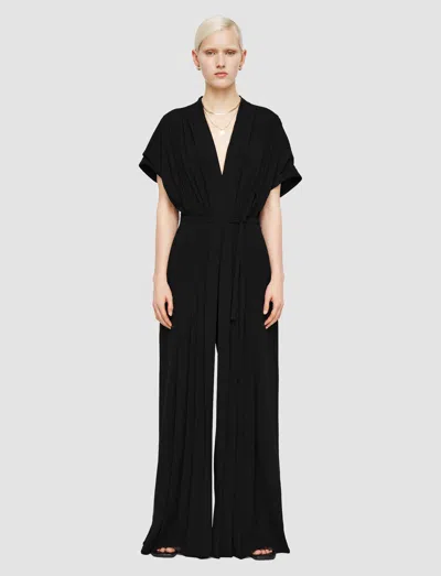 Joseph Sofia Airy Plissé Jumpsuit In Black