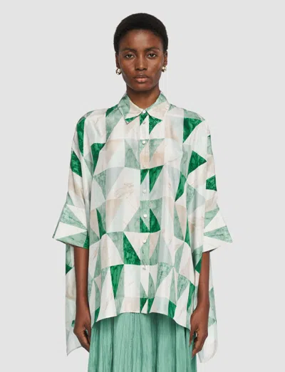 Joseph Womens Lagoon Combo Arcole Marble-print Silk Shirt In Multi